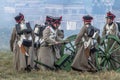 Reconstruction of battles of the Patriotic war of 1812 Russian city Maloyaroslavets. Royalty Free Stock Photo